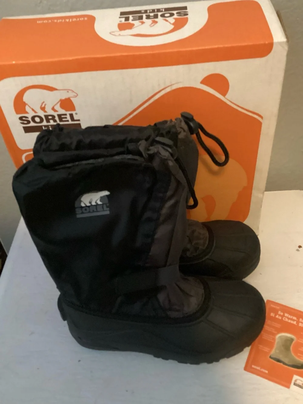 Sorel Snow Otter Kids Black Winter Snow Boots - NWT
